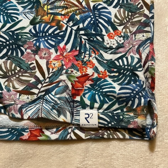 R2 Amsterdam Men's Tropical Print Polo Shirt sz M EUC - Picture 7 of 11